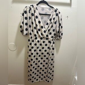 White and black polka dot dress